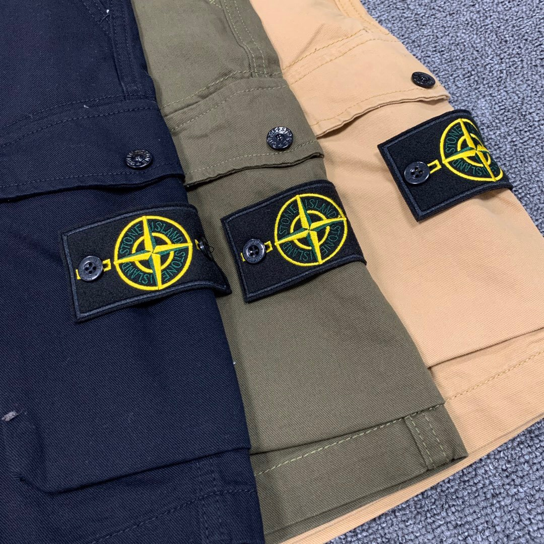 Stone Island Cargo Shorts Olive Yellow Black Utility
