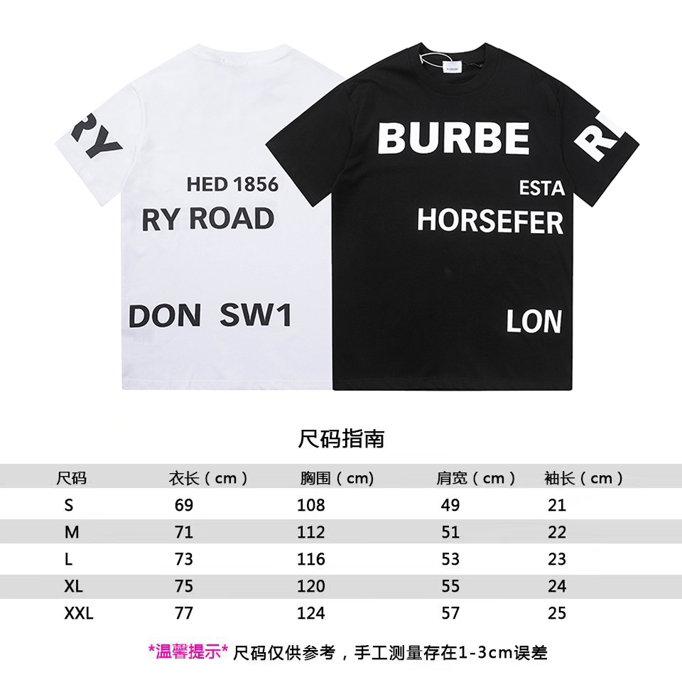 Burberry Logo Print Black White Graphic T-Shirt