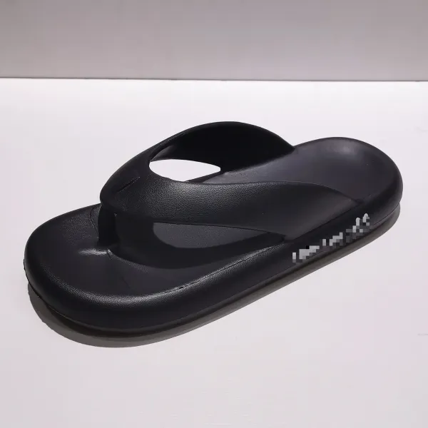Design Chunky Flip-Flops Black with Yellow Strap Detail Sandals Slippers - 3