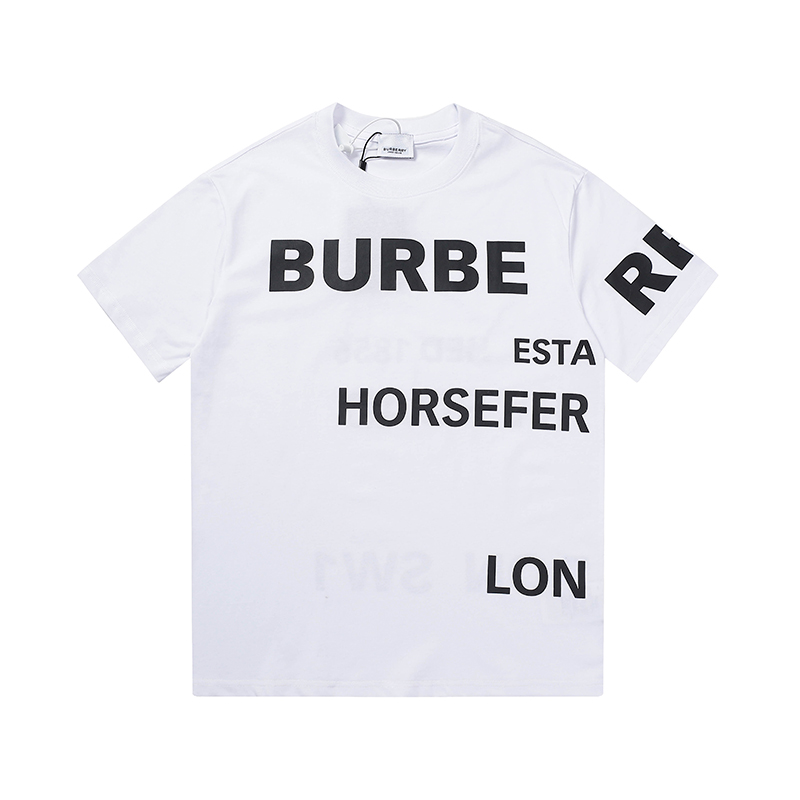 Burberry Logo Print Black White Graphic T-Shirt