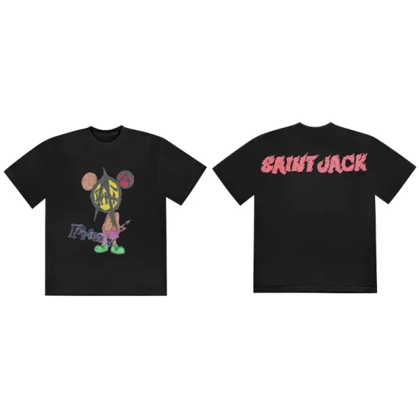Design Saint Jack Friend Graphic Print Black T-Shirt Tops.t Shirts - 1