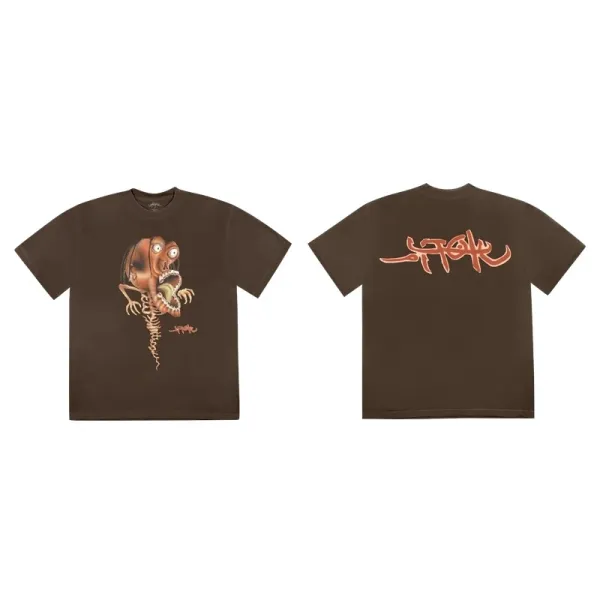 Stussy x Custom Graphic Brown T-Shirt - 1