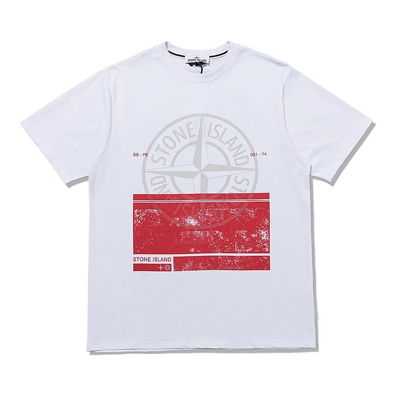 Stone Island White Graphic T-S
