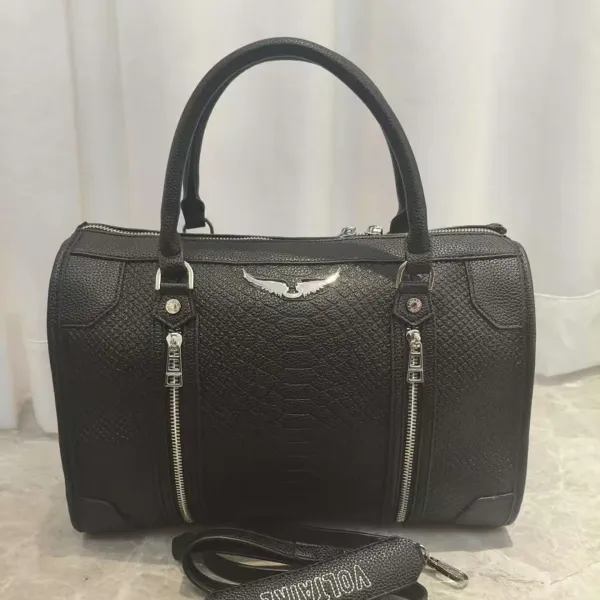 Design Voltaire Boston Bag Black Textured Leather Handbag Handbags - 1