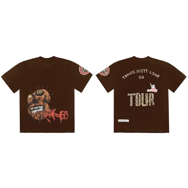 Travis Scott Cactus Jack Tour Brown Graphic T-Shirt - 1