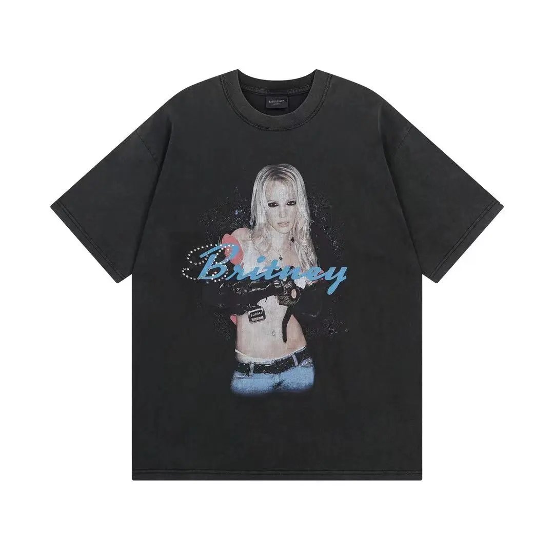 Britney Spears Graphic Print Gray Black Oversized T-Shirt