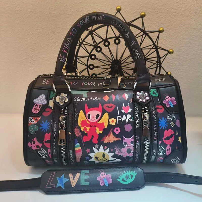 S&VOLTAIRE Black Multi-Zipper Handbag