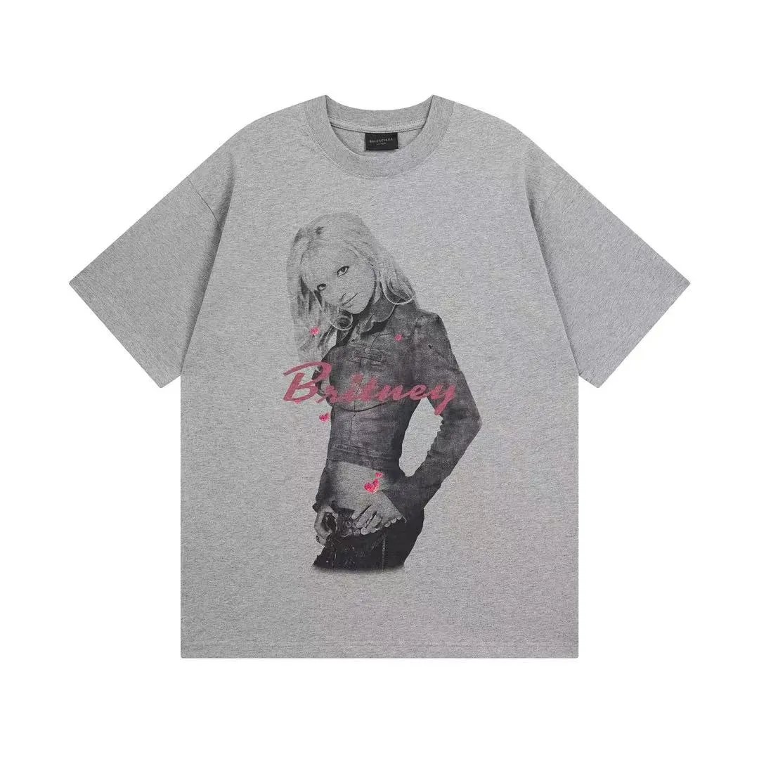 Britney Spears Graphic Print Gray Black Oversized T-Shirt