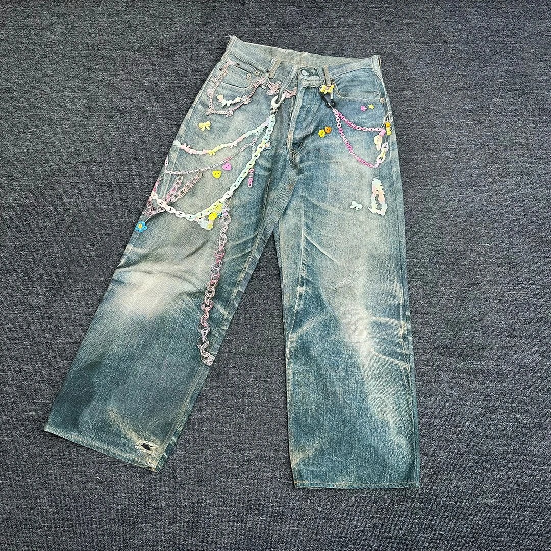 Customized Denim Jeans with Ch