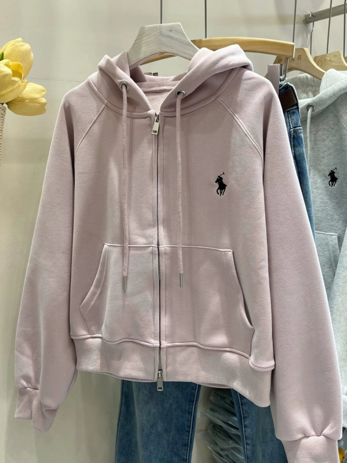 Polo Ralph Lauren Zip-Up Hoodie Light Gray Hoodie product detail 2 in Litbuy spreadsheet finds