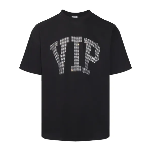 Design VIP Rhinestone Embellished Black T-Shirt - 1