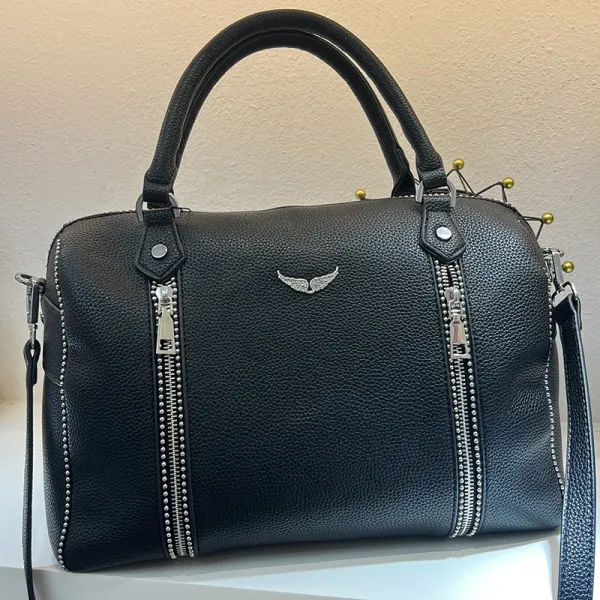 Philipp Plein Winged Logo Studded Boston Bag Black Handbag - 1