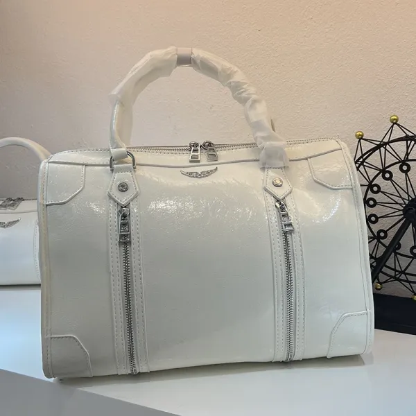 Philipp Plein White Patent Leather Boston Bag - 1