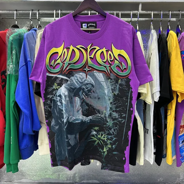 Godspeed Gothic Skull Graphic Purple T-Shirt - 1
