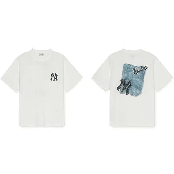 New York Yankees Logo Patch T-Shirt White - 1
