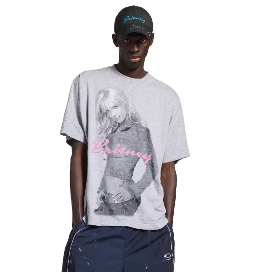 Britney Spears Graphic Print Gray Black Oversized T-Shirt