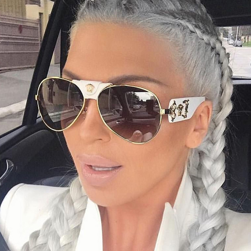 Versace White Aviator Sunglass