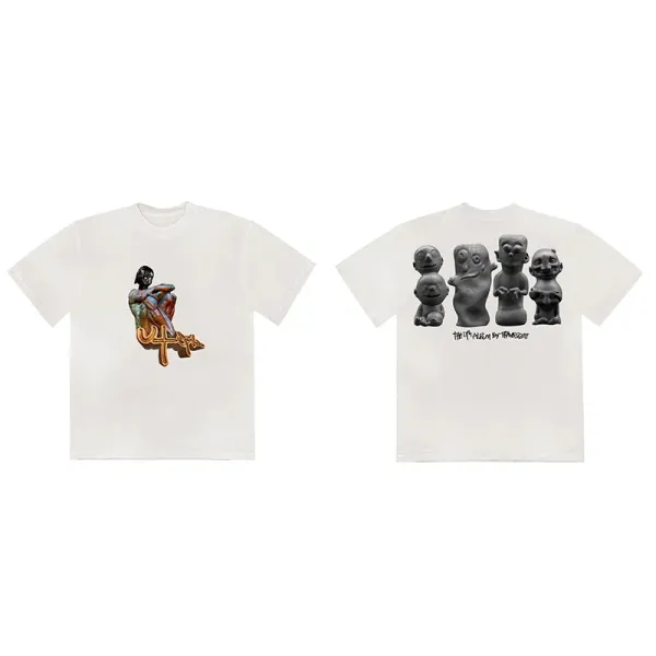 Design 'Four Figures' Graphic Print White T-Shirt - 1