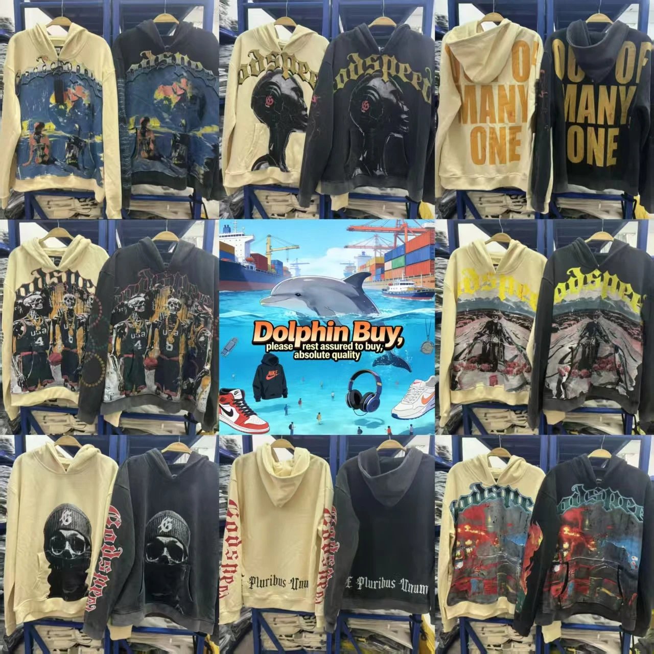 L25-PY Cross border Autumn/Winter New Style Direct Spray Printed Washed Retro Pure Cotton Hip Hop Fashion Hoodie Sweatshirt