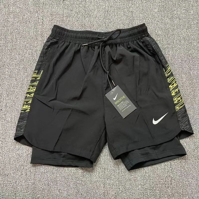 Nike Shorts Double-layer running with zip pockets and reflective graphic print — 17 Small White Hook Double-Layered — Black