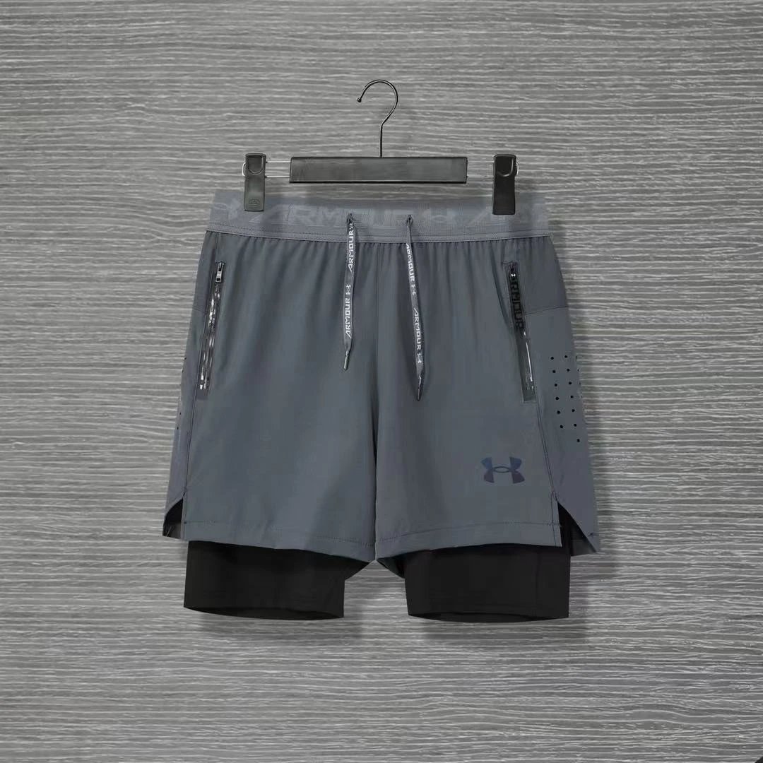 Nike Shorts Double-layer running with zip pockets and reflective graphic print — 32-color DEMA side honeycomb double-layer – gray