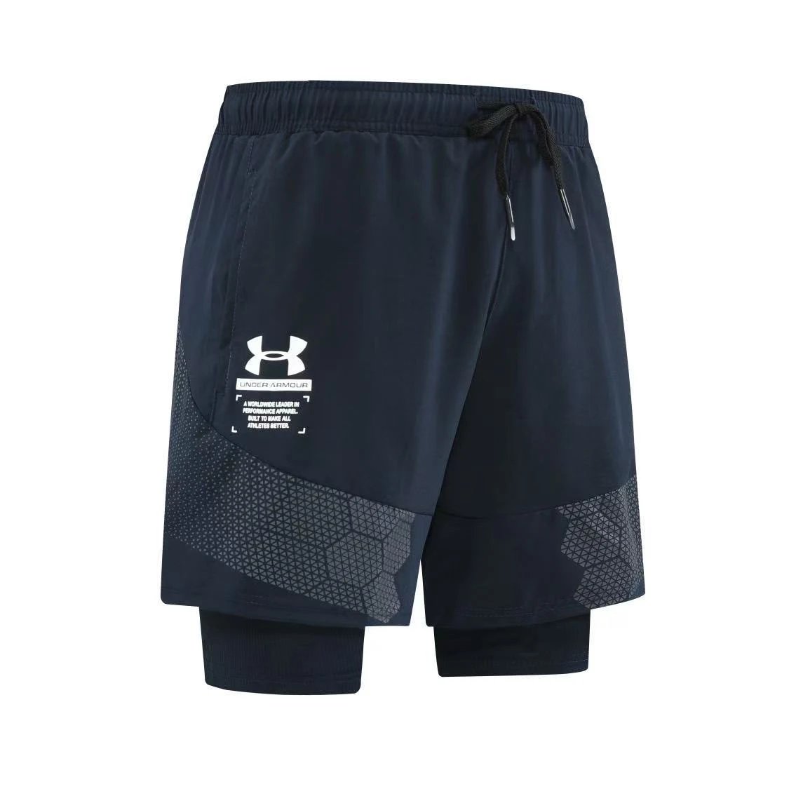 Nike Shorts Double-layer running with zip pockets and reflective graphic print — 23 White Dama Horizontal Reflective Double Layer-Sapphire Blue