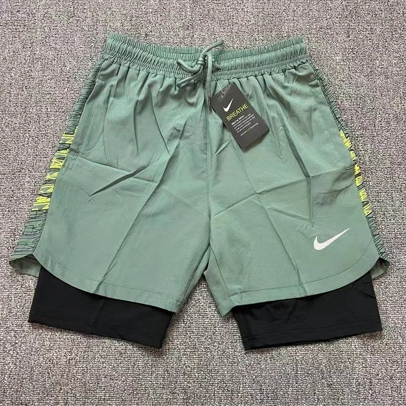 Nike Shorts Double-layer running with zip pockets and reflective graphic print — 19 Small White Hook Double-Layer-Army Green
