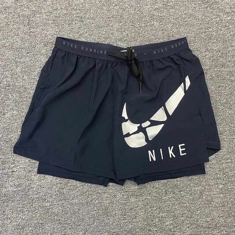 Nike Shorts Double-layer running with zip pockets and reflective graphic print — 20 large broken hooks, double-layered – sapphire blue