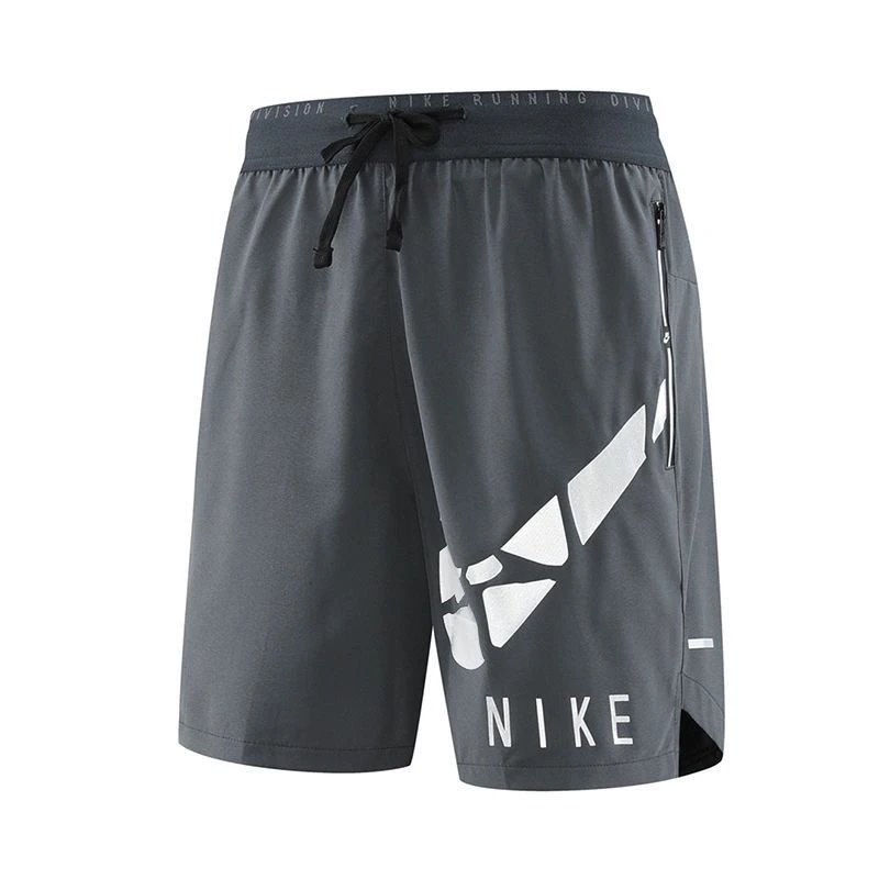 Nike Shorts Double-layer running with zip pockets and reflective graphic print — 40 large broken-hook single layer-gray