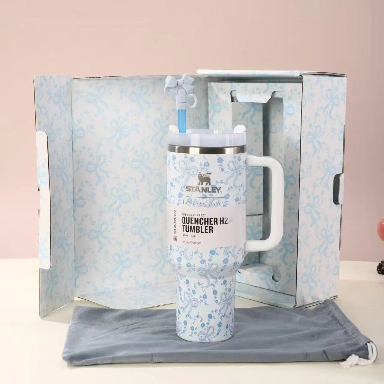 Stanley Uncategorized Quencher H2.0 Tumbler with sports-themed designs — Couple’s style-29(Blue)