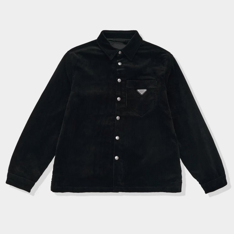 【 Four Happiness Comes with a Piece 】 Independent P Style Independent Black Corduroy Shirt Jacket