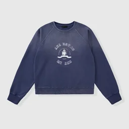 thumbnail for [Four happy one] independent P ready-to-wear washed and dyed old round neck thin sweatshirt