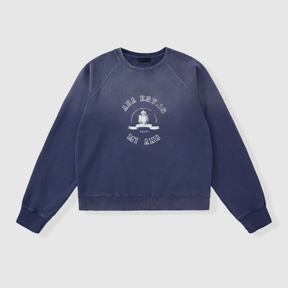【Four Blessings One-Piece】Custom Printed Garment Washed-Dyed Distressed Round Neck Thin Sweatshirt