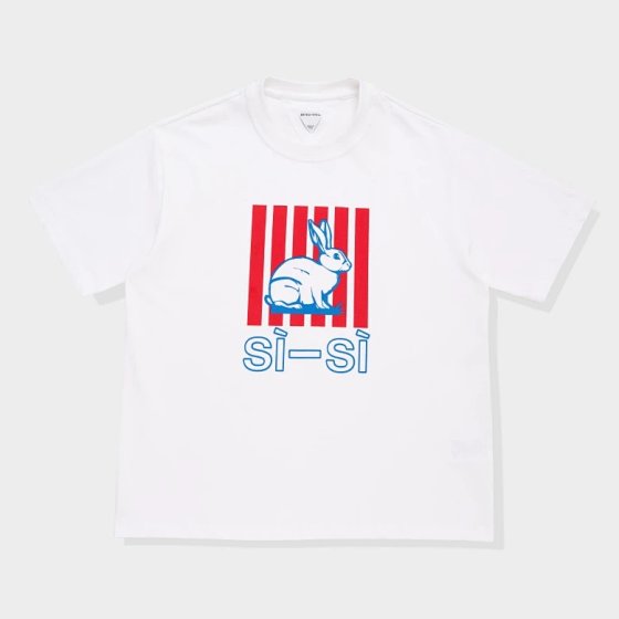 BV Style Rabbit Paper Print Embroidery Short Sleeve