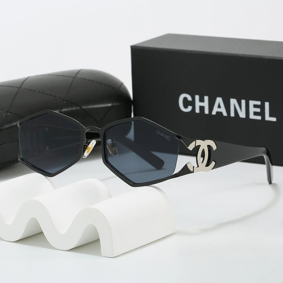 Chanel Black Tinted Lens Square Sunglasses, Polished Frame Style 04
