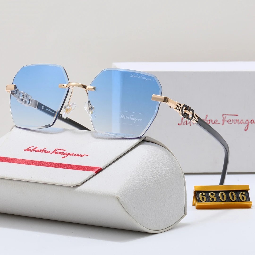 Ferragamo Tinted Lens Square Sunglasses, Polished Frame Style 05