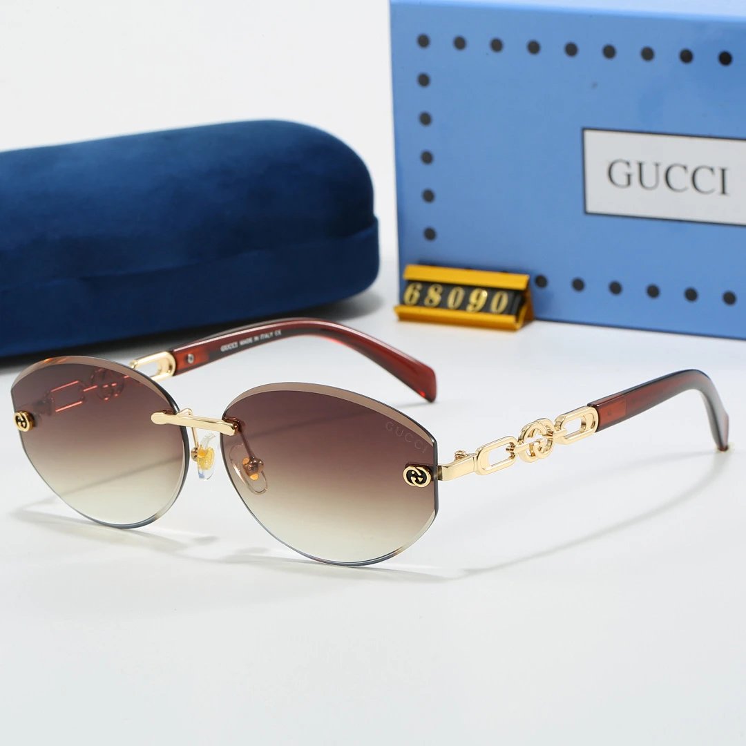 Gucci Blue Tinted Lens Square Sunglasses, Polished Frame Style 34