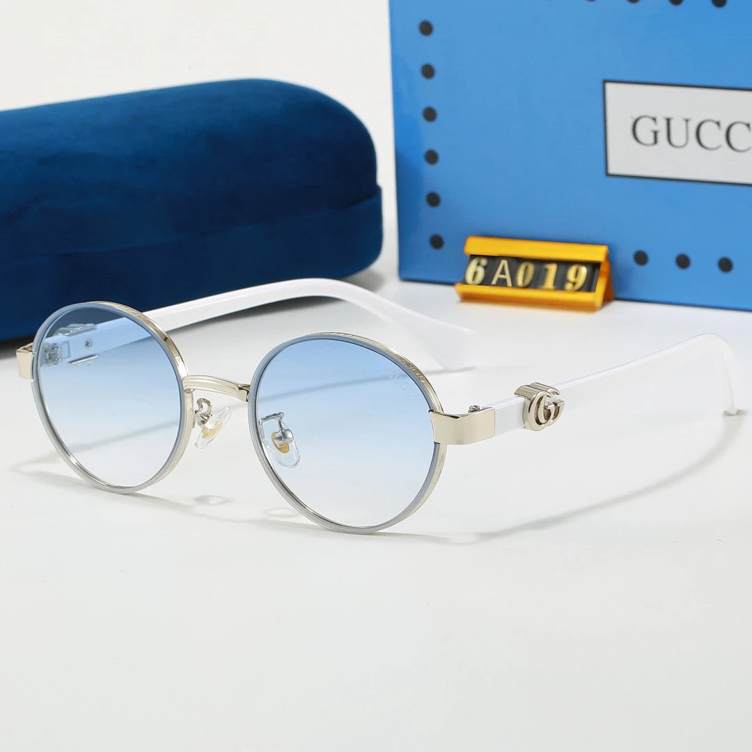 Gucci Blue Tinted Lens Square Sunglasses, Polished Frame Style 07