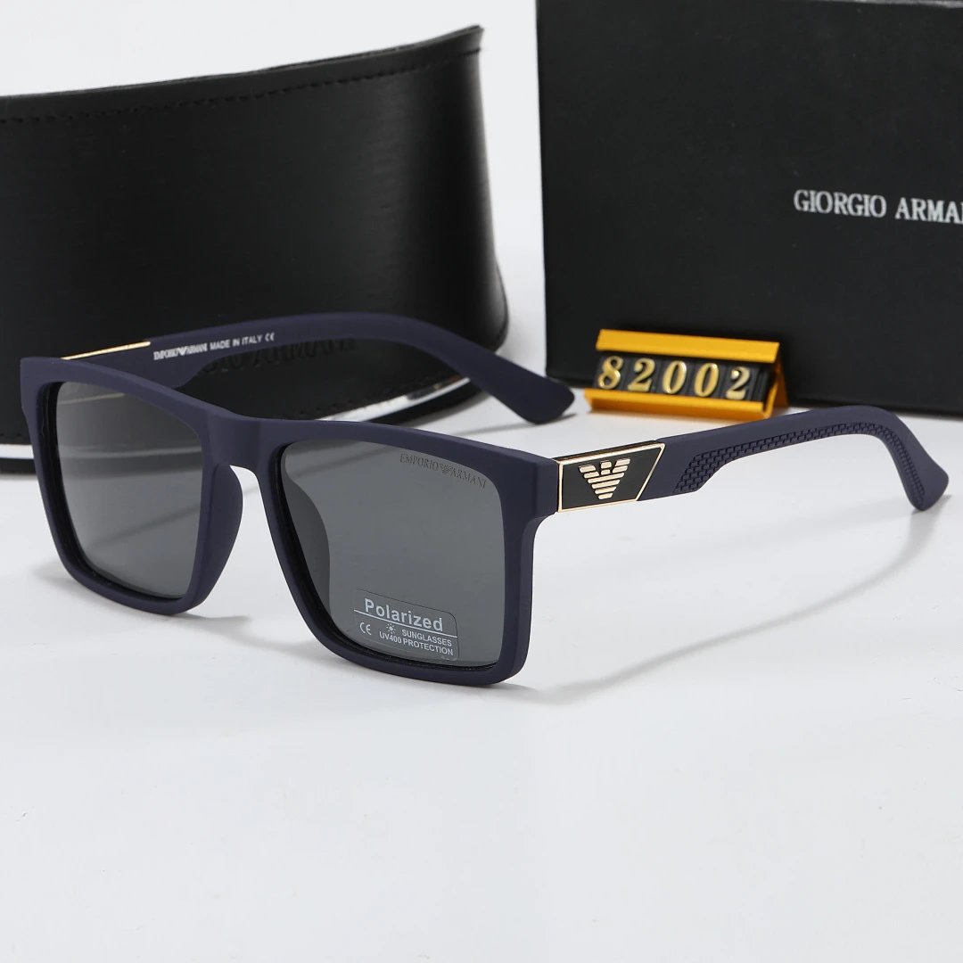 Armani Black Tinted Lens Square Sunglasses, Polished Frame Style 01
