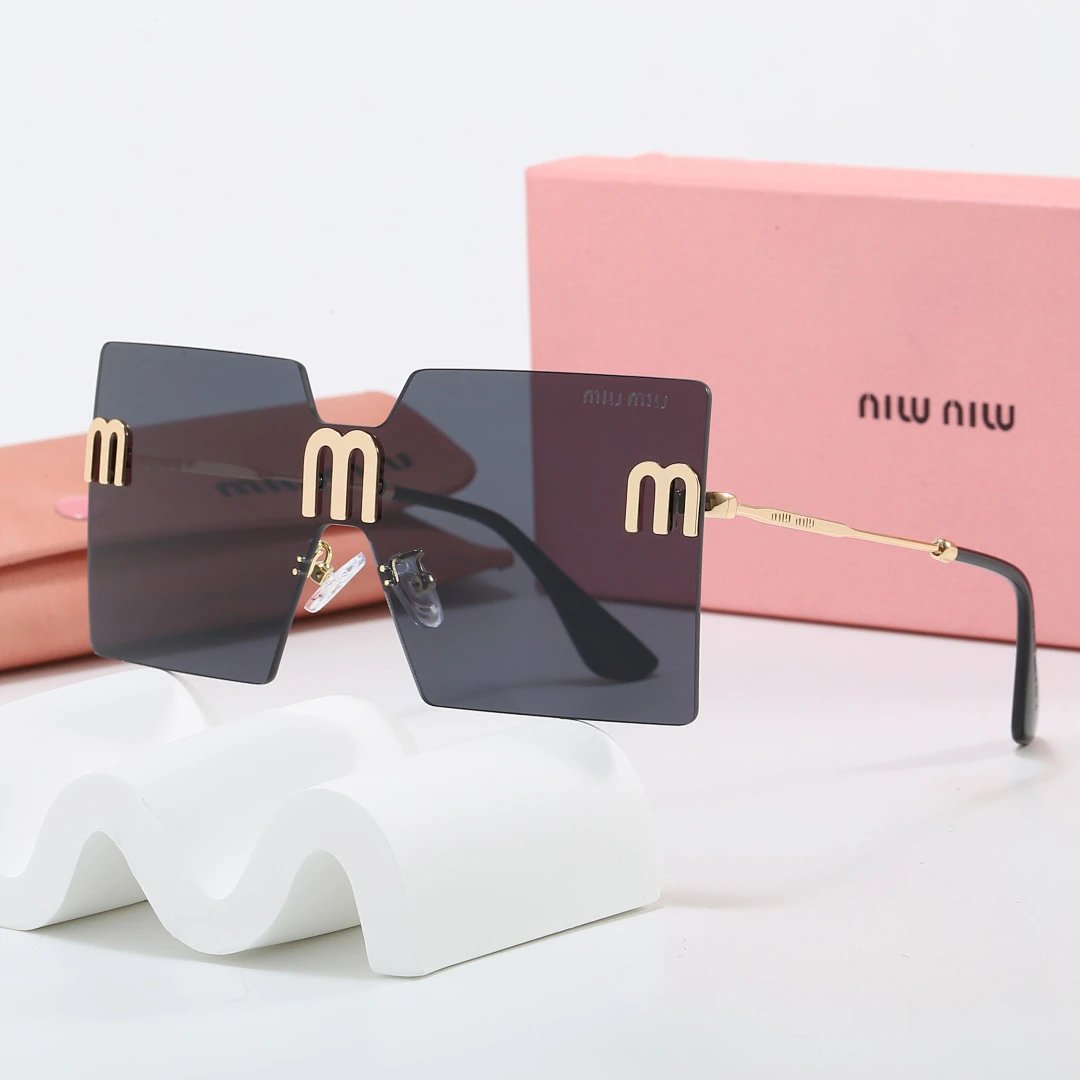 Miu Miu Black Tinted Lens Square Sunglasses, Polished Frame Style 17