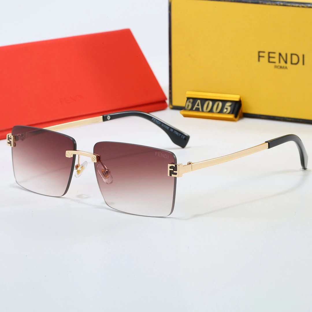 Fendi Brown Tinted Lens Square Sunglasses, Polished Frame Style 28