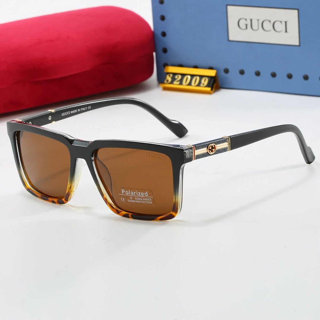 Gucci Brown Tinted Lens Square Sunglasses, Polished Frame Style 14