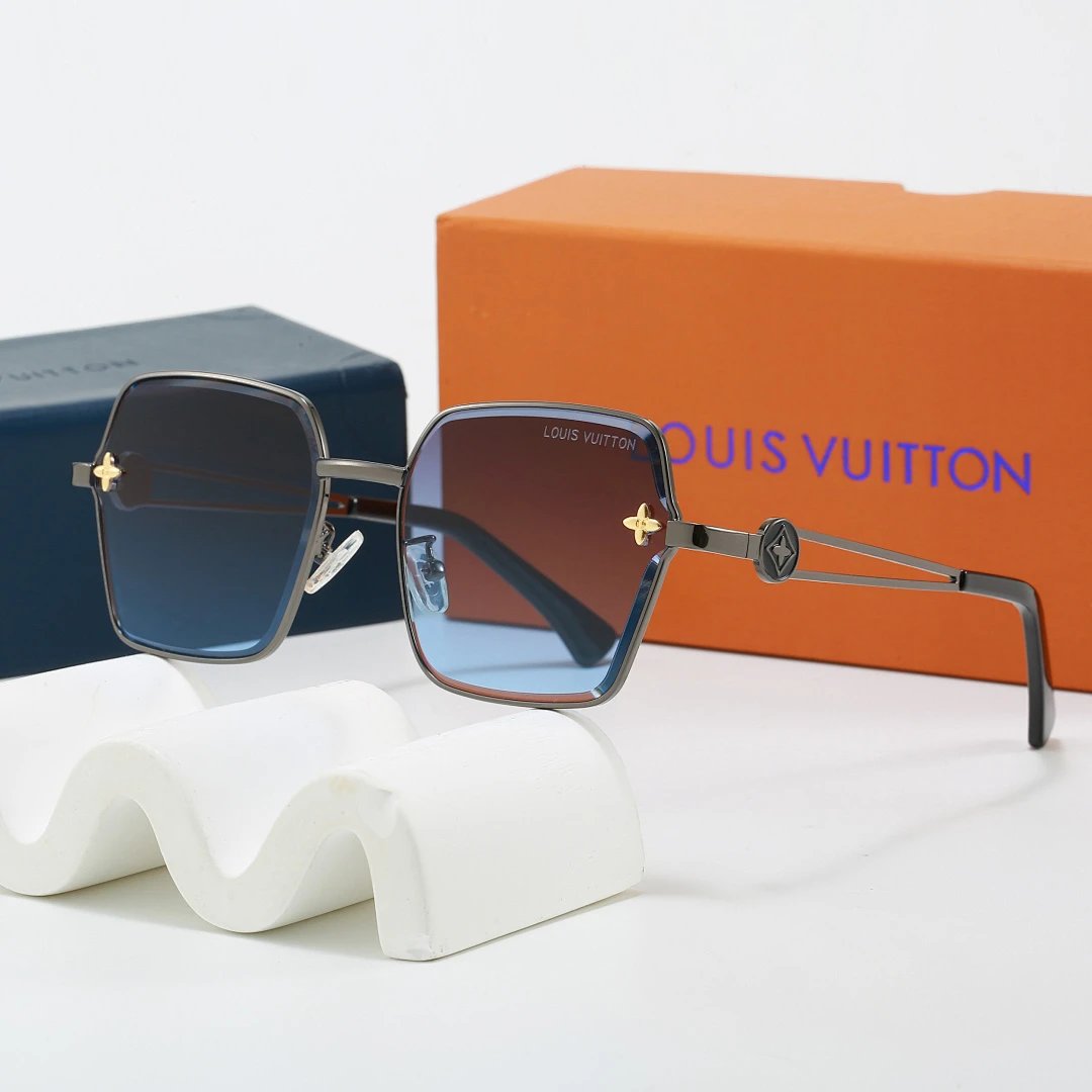 Louis Vuitton Brown Tinted Lens Square Sunglasses, Polished Frame Style 34