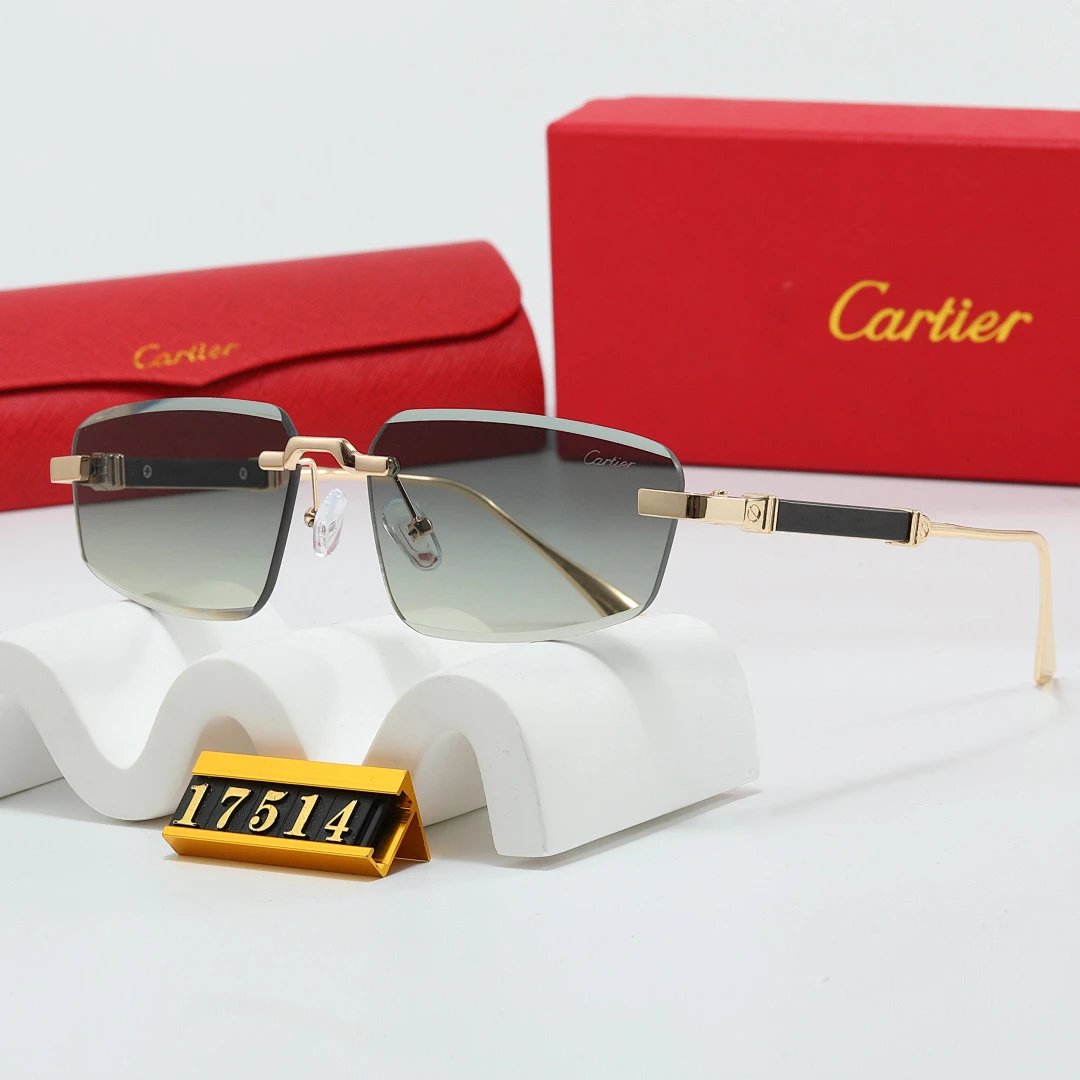 Cartier Red Tinted Lens Geometric Sunglasses, Polished Frame Style 08