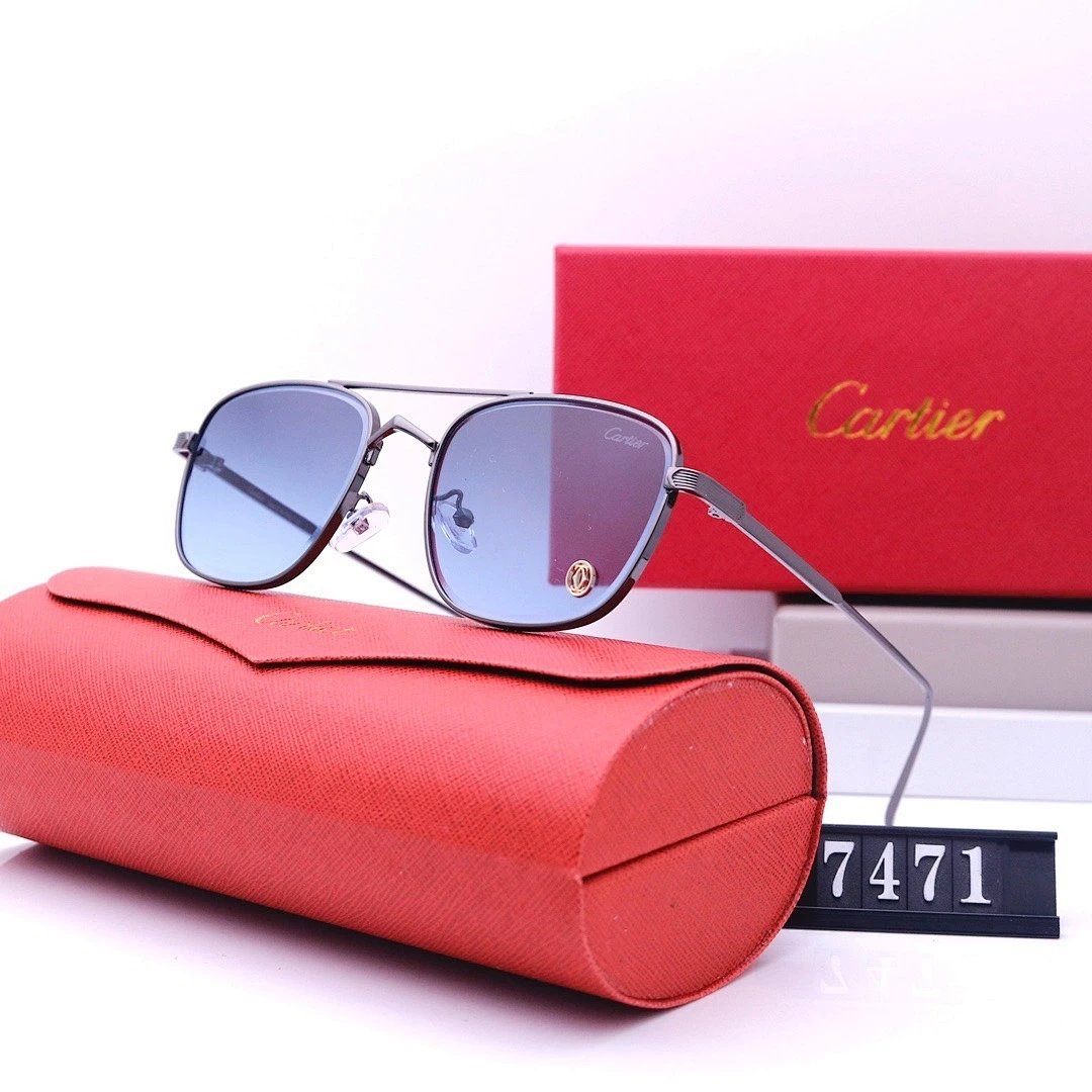 Cartier Red Tinted Lens Geometric Sunglasses, Polished Frame Style 04