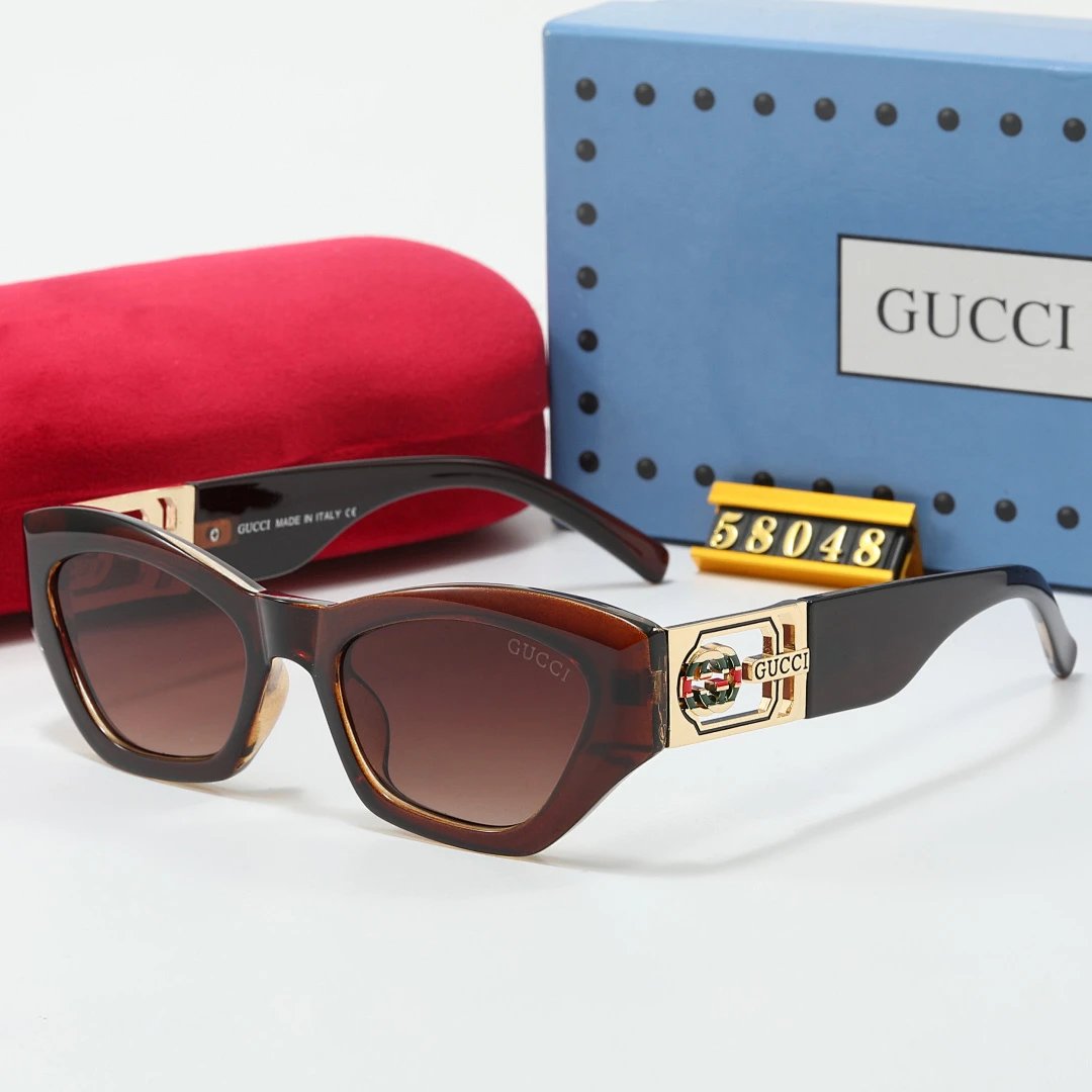 Gucci Tinted Lens Square Sunglasses, Polished Frame Style 13