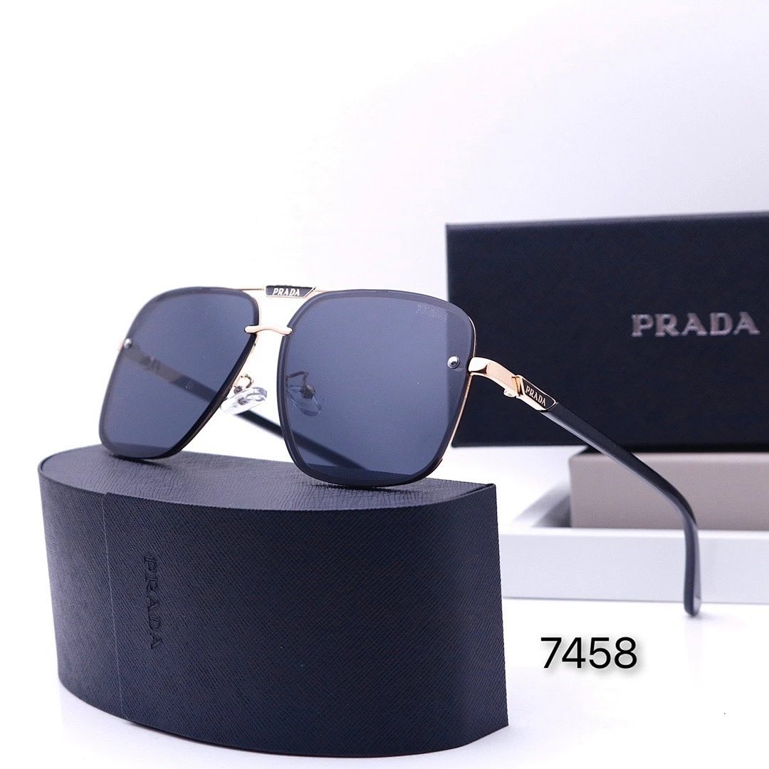 Prada Tinted Lens Square Sunglasses, Polished Frame Style 14