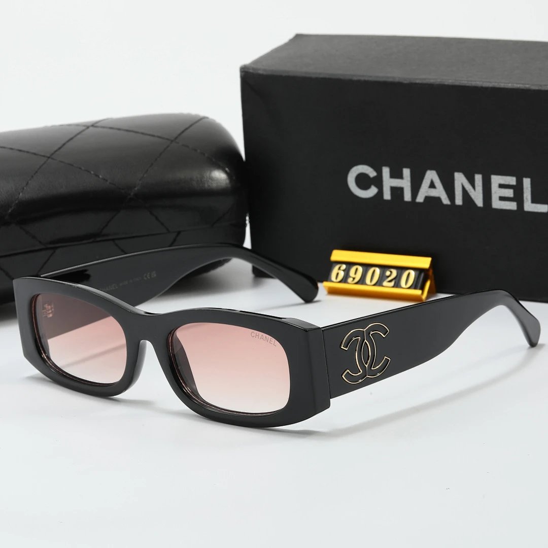 Chanel Black Tinted Lens Square Sunglasses, Polished Frame Style 14