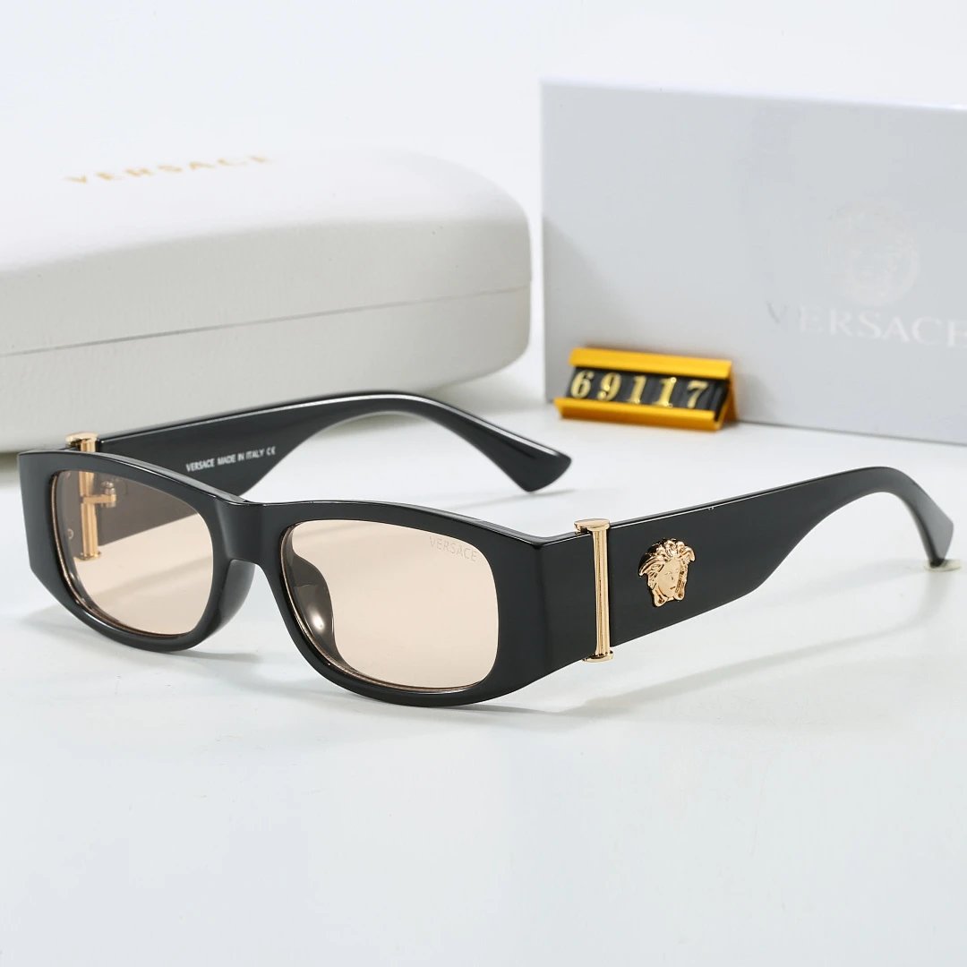 Versace Black Tinted Lens Square Sunglasses, Polished Frame Style 16
