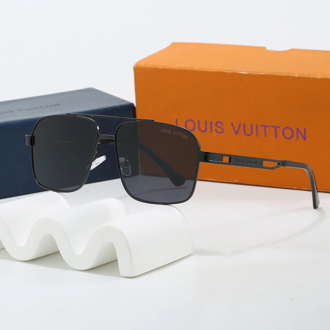 Louis Vuitton Brown Tinted Lens Square Sunglasses, Polished Frame Style 13